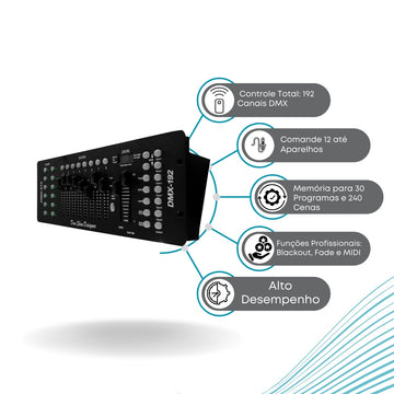 Mesa Iluminação Dmx 512 Controladora 192 Canais Cabo Dmx Bivolt